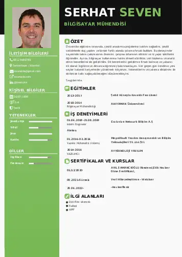 Bilgisayar Mühendisi CV Örnekleri cv indir